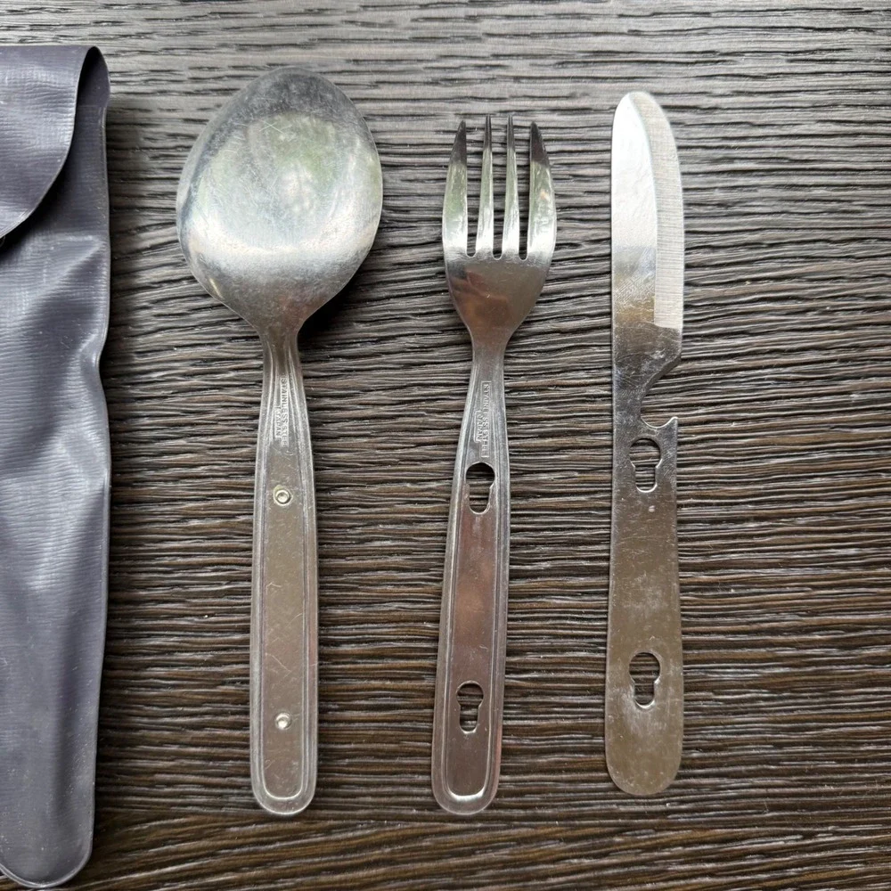 Camping Cutlery Set Packable Stainless Steel Made in Japan 3pc Pouch